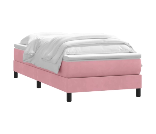 Cama box spring con colchón terciopelo rosa 80x210 cm