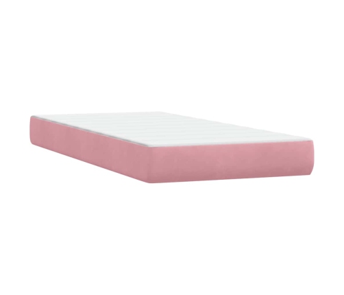 Cama box spring con colchón terciopelo rosa 80x210 cm