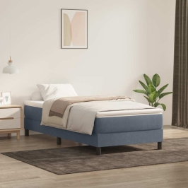 Cama box spring con colchón terciopelo gris oscuro 90x210 cm