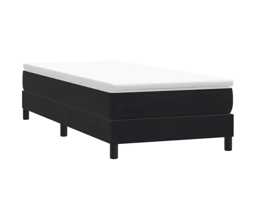 Cama box spring con colchón cuero sintético negro 90x210 cm