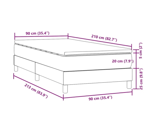 Cama box spring con colchón terciopelo verde oscuro 90x210 cm