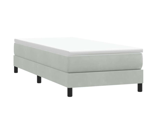 Cama box spring con colchón terciopelo gris claro 100x210 cm