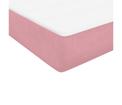 Cama box spring con colchón terciopelo rosa 100x210 cm