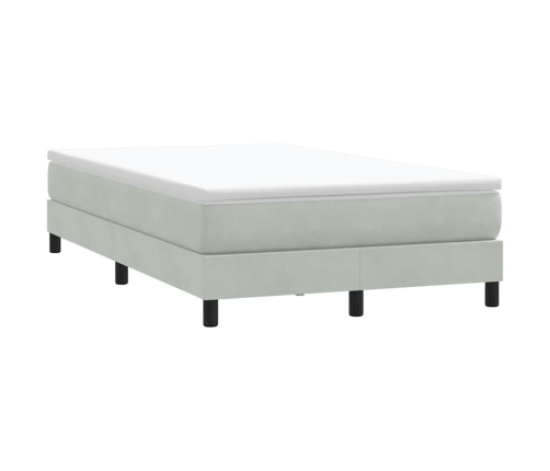 Cama box spring con colchón terciopelo gris claro 120x210 cm