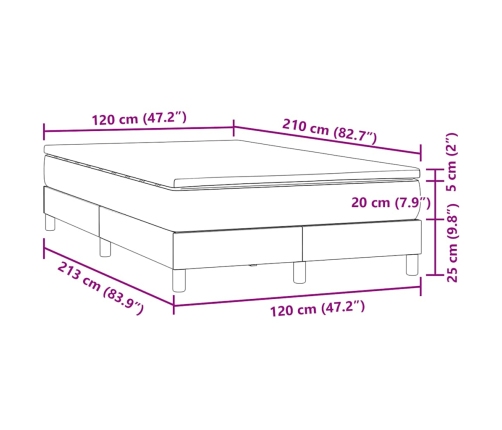 Cama box spring con colchón terciopelo verde oscuro 120x210 cm