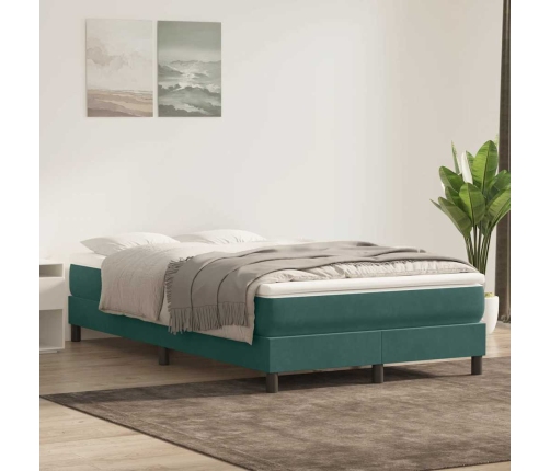 Cama box spring con colchón terciopelo verde oscuro 120x210 cm