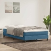 Cama box spring con colchón terciopelo azul oscuro 120x210 cm