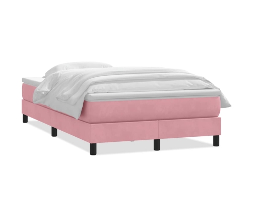 Cama box spring con colchón terciopelo rosa 120x210 cm