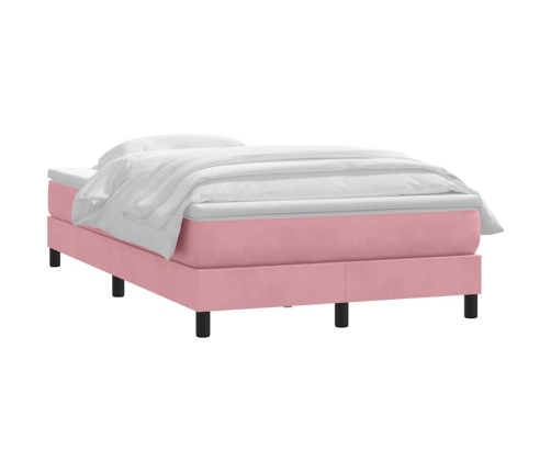 Cama box spring con colchón terciopelo rosa 120x210 cm