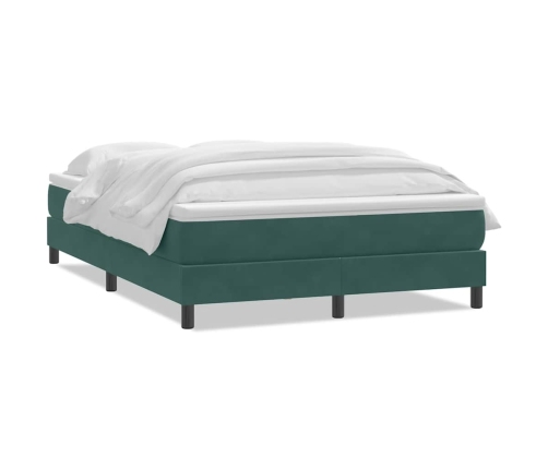 Cama box spring con colchón terciopelo verde oscuro 140x210 cm