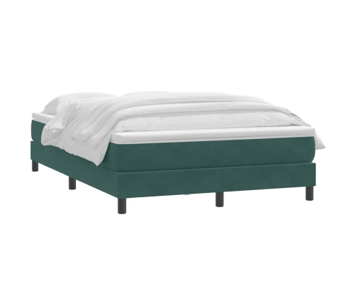 Cama box spring con colchón terciopelo verde oscuro 140x210 cm