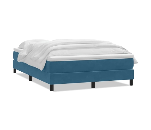 Cama box spring con colchón terciopelo azul oscuro 140x210 cm