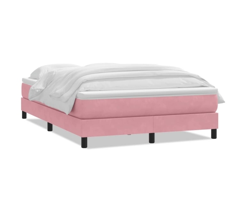 Cama box spring con colchón terciopelo rosa 140x210 cm