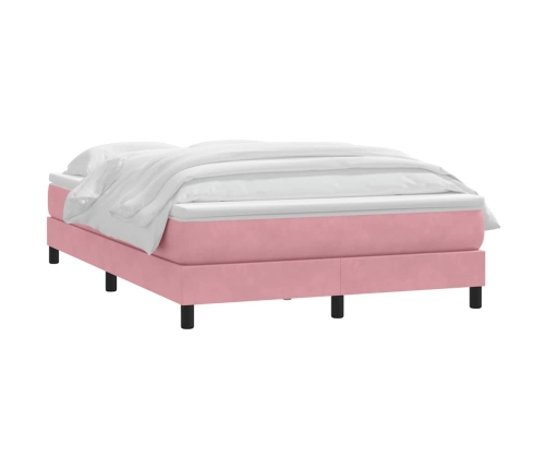 Cama box spring con colchón terciopelo rosa 140x210 cm