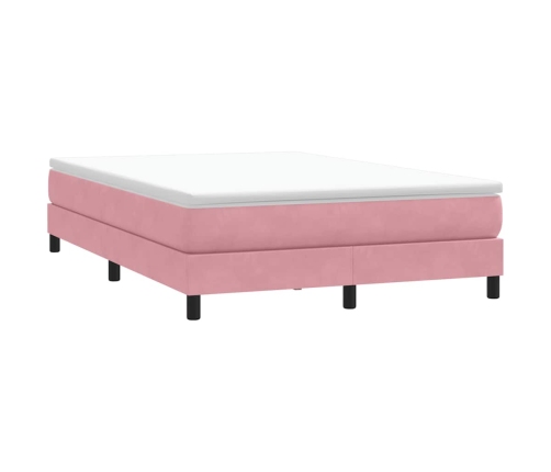 Cama box spring con colchón terciopelo rosa 140x210 cm