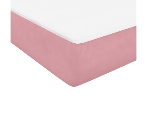 Cama box spring con colchón terciopelo rosa 140x210 cm