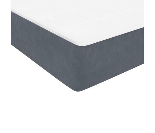 Cama box spring con colchón terciopelo gris oscuro 160x210 cm