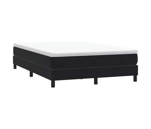 Cama box spring con colchón terciopelo negro 160x210 cm