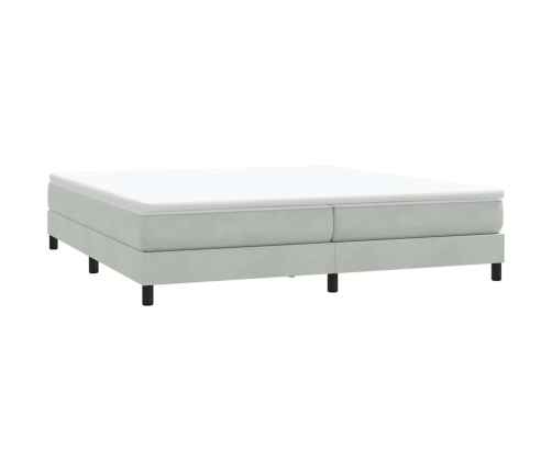 Cama box spring con colchón terciopelo gris claro 180x210 cm