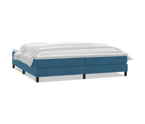 Cama box spring con colchón terciopelo azul oscuro 180x210 cm