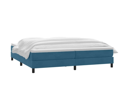 Cama box spring con colchón terciopelo azul oscuro 180x210 cm