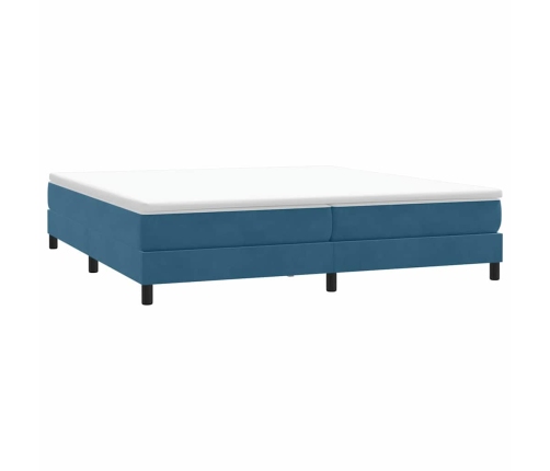 Cama box spring con colchón terciopelo azul oscuro 180x210 cm