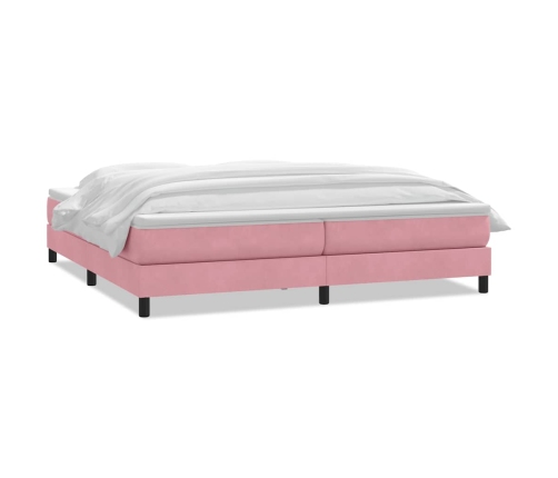 Cama box spring con colchón terciopelo rosa 180x210 cm