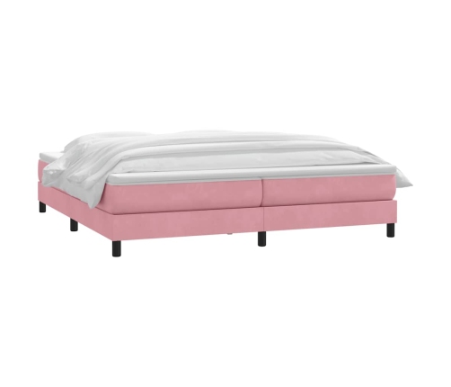 Cama box spring con colchón terciopelo rosa 180x210 cm