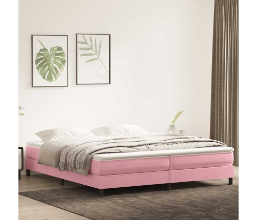 Cama box spring con colchón terciopelo rosa 180x210 cm