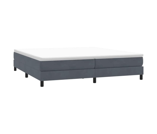 Cama box spring con colchón terciopelo gris oscuro 200x210 cm