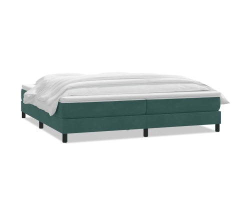 Cama box spring con colchón terciopelo verde oscuro 200x210 cm