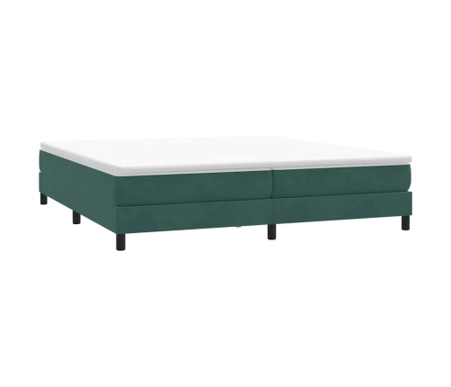 Cama box spring con colchón terciopelo verde oscuro 200x210 cm