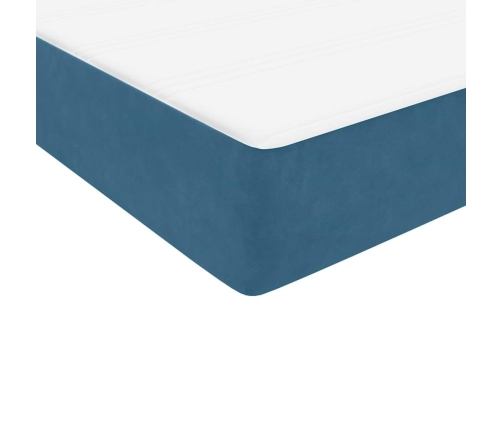 Cama box spring con colchón terciopelo azul oscuro 80x220 cm