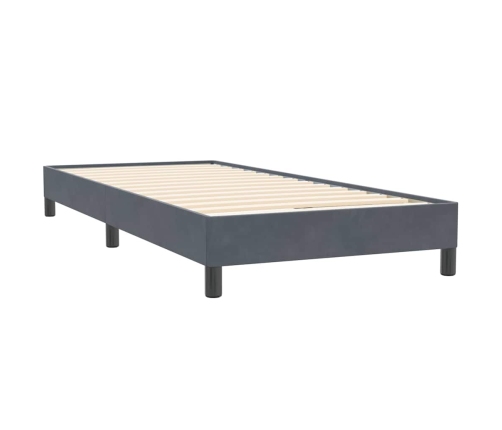 Cama box spring con colchón terciopelo gris oscuro 90x220 cm