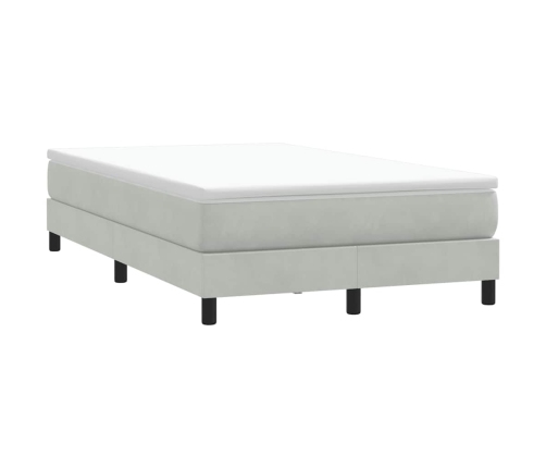 Cama box spring con colchón terciopelo gris claro 120x220 cm