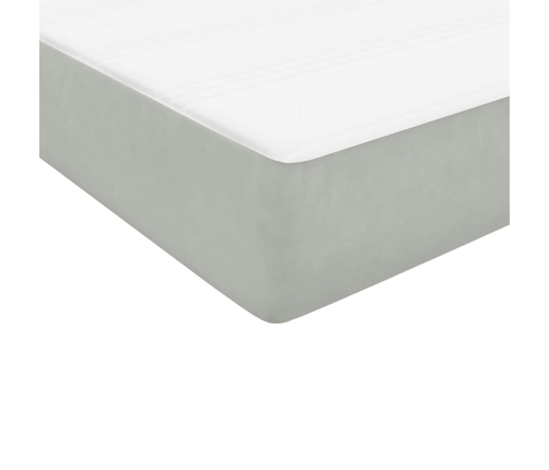 Cama box spring con colchón terciopelo gris claro 120x220 cm