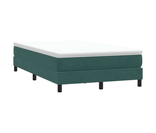 Cama box spring con colchón terciopelo verde oscuro 120x220 cm