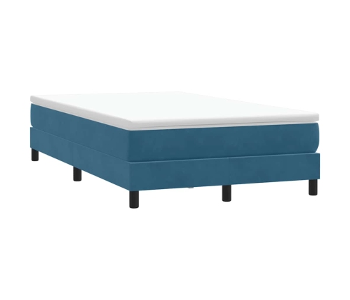 Cama box spring con colchón terciopelo azul oscuro 120x220 cm