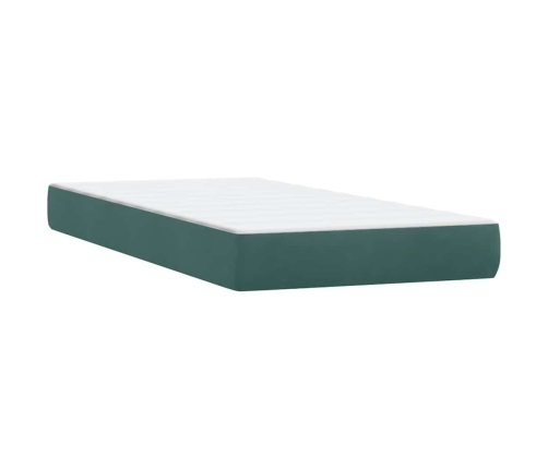 Cama box spring con colchón terciopelo verde oscuro 180x220 cm