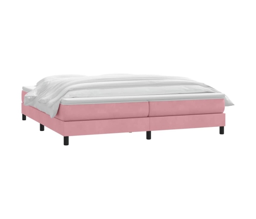 Cama box spring con colchón terciopelo rosa 180x220 cm