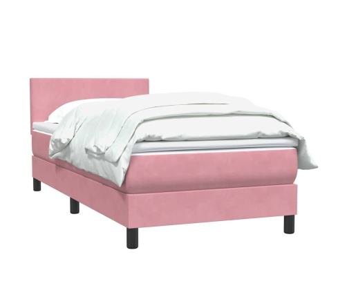 Cama box spring con colchón terciopelo rosa 80x210 cm