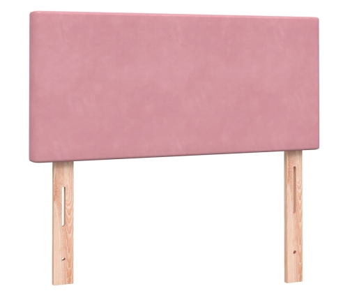 Cama box spring con colchón terciopelo rosa 80x210 cm