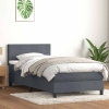 Cama box spring con colchón terciopelo gris oscuro 90x210 cm