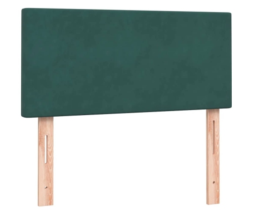 Cama box spring con colchón terciopelo verde oscuro 90x210 cm