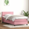 Cama box spring con colchón terciopelo rosa 90x210 cm