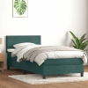 Cama box spring con colchón terciopelo verde oscuro 100x210 cm