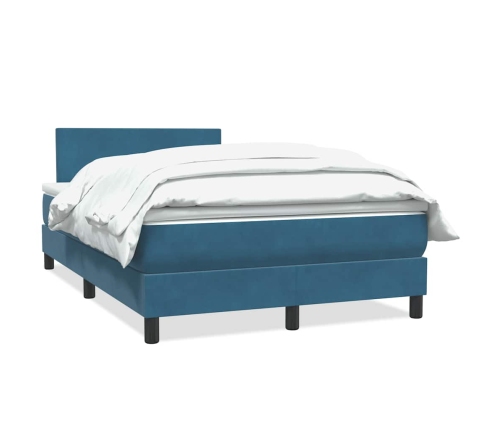 Cama box spring con colchón terciopelo azul oscuro 120x210 cm