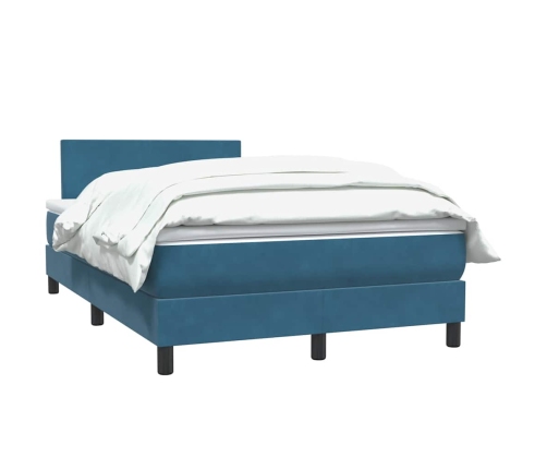 Cama box spring con colchón terciopelo azul oscuro 120x210 cm