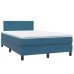 Cama box spring con colchón terciopelo azul oscuro 120x210 cm