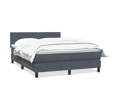 Cama box spring con colchón terciopelo gris oscuro 140x210 cm